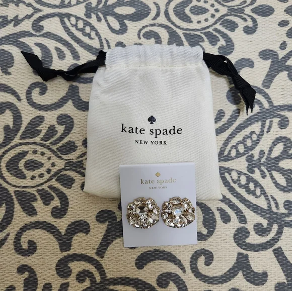 KATE SPADE Cluster Stud Earrings in Clear/Gold - Picture 2 of 4